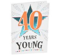 Tarjeta de cumpleaños Modern Milestone Age 40th 40 Years Young - 7 x 5 pulgadas - Piccadilly Greetings