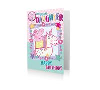 Tarjeta de cumpleaños oficial de Peppa Pig para hija de cumpleaños con insignia de cumpleaños