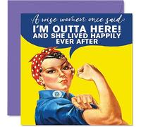Tarjeta de divorcio de buena suerte para mujeres y ella, Wise Rosie, divertidas tarjetas de despedida para compañeros de trabajo, tarjetas de felicitación de cumpleaños de 145 mm x 145 mm, tarjetas de