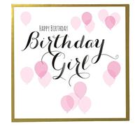 Tarjeta de felicitación Claire Giles Quill Globos de cumpleaños - rosa