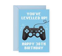 Tarjeta de felicitación de 30 cumpleaños - «You've Levelled Up!» - 30 años - Divertida tarjeta de felicitación para jugadores - Regalo para esposo - Adultos, Hijo, Hermano, Hombres - por Central 23