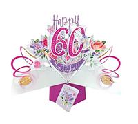Tarjeta de felicitación emergente de 60 cumpleaños para mujer, tarjetas emergentes en 3D de Second Nature