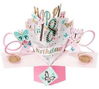 Tarjeta de felicitación emergente de cumpleaños número 18 para mujer, diseño original de Second Nature