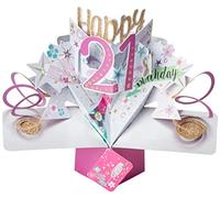 Tarjeta de felicitación emergente de feliz cumpleaños número 21 original Second Nature 3D Pop Up Cards