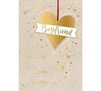 Tarjeta de San Valentín hecha a mano de lujo "To My Boyfriend" con diseño de corazones de amor de lámina dorada por Wishing Well Studios, 7 x 10 pulgadas