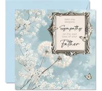 Tarjetas de condolencias - Tarjeta de condolencias más profundas con la pérdida de tu padre - Tarjetas de duelo para adultos, 145 mm x 145 mm, tarjeta de condolencias pensando en ti, tarjetas de