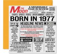 Tarjetas de cumpleaños número 48 para hombres y mujeres - Born In 1977 Newspaper - Tarjeta de feliz 48 cumpleaños para mamá, papá, tío, tía, vintage, retro, en 1977, tarjetas de felicitación de