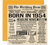 Tarjetas de cumpleaños número 70 para hombres y mujeres - Born In 1954 Newspaper - Tarjeta de feliz 70 cumpleaños para abuelo, abuela, abuela, abuela, abuela, abuela, vintage, retro en 1954, 145 mm x