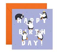 Tarjetas de cumpleaños para niños - Letras de cumpleaños de Pingüino - Bonitas tarjetas de animales para niñas - Tarjeta de feliz cumpleaños para hombres y mujeres - por Central 23