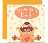 Tarjetas de cumpleaños para papá del perro con texto en inglés "I Love You Dad", tarjeta de feliz cumpleaños del perro, regalos del padre, tarjetas de felicitación para el día del padre de 145 mm