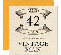 Tarjetas de cumpleaños vintage de 42 años para hombres, 42 años, divertida tarjeta de cumpleaños para colega, papá, marido, novio, tío, hermano, amigo, tarjetas de felicitación de 145 mm x 145 mm,