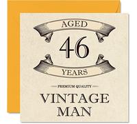 Tarjetas de cumpleaños vintage de 46 años para hombres, 46 años, divertida tarjeta de cumpleaños para colegas, padres, maridos, novios, tíos, hermanos y amigos, tarjetas de felicitación de 145 mm x