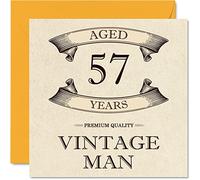 Tarjetas de cumpleaños vintage de 57 años para hombres, de 57 años, divertida tarjeta de cumpleaños para colega, papá, marido, novio, tío, hermano, amigo, tarjetas de felicitación, tarjeta de 57