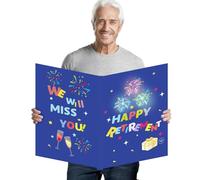 Tarjetas de jubilación grandes para hombres y mujeres, decoraciones de fiesta de jubilación con luces y música, tablero de firma de regalo de despedida (tamaño 61 x 35 cm)
