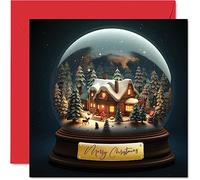 Tarjetas de Navidad para mujeres y hombres, diseño de globo de nieve, tarjeta de Navidad para hermana, hermano, primo, tío, tía, 145 mm x 145 mm, tarjetas de felicitación de Navidad individuales de
