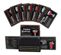 Tarjetas Recetas Cóctel Set 100 - Recetas Clasificadas por Alcohol, Soporte Práctico en Lugar de un Libro, Accesorios Bar y Coctelería, Regalo Alcohol Hombre, Bar en Casa para Fiestas y Reuniones
