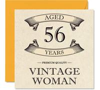 Tarjetas vintage de cumpleaños número 56 para mujeres, 56 años, divertida tarjeta de cumpleaños para mamá, hermana, esposa, novia, niñera, abuela, tía, 145 mm, tarjetas de felicitación para mujer,