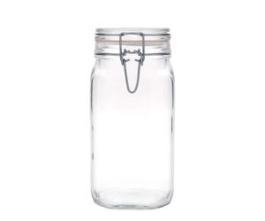 Tarro de alambre con cierre de palanca 'Fido', cuadrado, 1.500 ml, boca: cierre de alambre con palanca