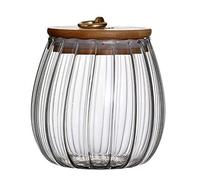 Tarro de almacenamiento de alimentos de vidrio de 750 ml/25 onzas con tapa de madera hermética para café, productos secos, galletas, caramelo, té, frutos secos y más