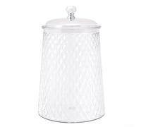 Tarro de almacenamiento de alimentos de vidrio verde en relieve con sello hermético para organización de despensa para café, té, aperitivos, galletas, 5 L, tamaño mediano (3 L)