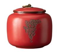 Tarro de almacenamiento de cocina Recipiente de arcilla morada for té con tapa sellada. Tarro almacenamiento doméstico for café, azúcar y dulces Bote de té de cerámica(Red,Grande)