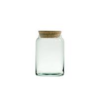 Tarro De Cocina De Vidrio Reciclado Transparente Con Tapa De Corcho Lt 0,86