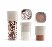 Tarro de cocina FLIP STORAGE, juego de 3 piezas, beige, plástico, Lékué