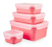 Tarro de cocina MASTER SEAL COLOUR EDITION N1030910 , juego de 4 piezas, rojo coral, plástico, Tefal