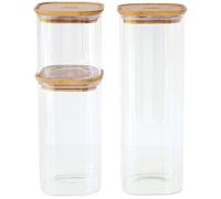Tarro de cocina PKV-035, juego de 3 piezas, vidrio / bambú, Pebbly