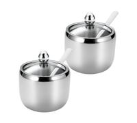 Tarro de Condimentos de Acero Inoxidable para Sal y Pimienta | Cuchara Incluida, Servicio en Mesa de Restaurante y Buffet, Vidrio y Acero Inoxidable, Uso Profesional