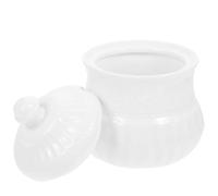 Tarro de Condimentos de Cerámica de Color Blanco, Tapa | Gran Boca, Asa Tapa, Estilo Elegante, para Azúcar y Miel en Casa o Buffet
