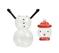 Tarro de Navideño Recipiente festivo, tapa de , diseño con muñeco de nieve | Organizador alimentos, bote tarro almacenaje para Casa Fiesta Sala Cuarto Mesa Banquetes L