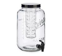 Tarro Dispensador de Bebidas 3.8L/5L/8L con Grifo Hermético y Tapa de Vidrio Cristal Transparente para Agua, Jugos y Cócteles