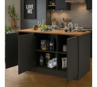 Tartaro - Isla de Cocina, 155x90x90h cm Antracita, Modular Italy