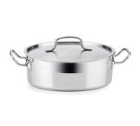 Tartera con tapa de acero inoxidable Quid Azzero - Diámetros 24, 28 y 32 cm y capacidad desde 2.5L hasta 5.7L - Fondo encapsulado y acabado mate - Apta inducción y todo tipo de fuegos Acero