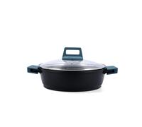 Tartera con tapa de aluminio fundido Quid Confort azul/negro mate - Antiadherente - 24 a 36 cm y capacidad hasta 6L - Apta Inducción y cualquier otro fuego - Apta horno y lavavajillas - Asas extraíble