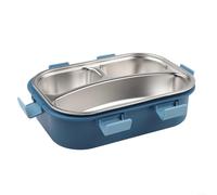 Tartera para acero Inoxidable 3 Secciones Cierre Seguro - Recipiente Alimentos Sin Derrames Adultos Niños Exterior 22,8 cm(Blue)