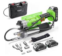 TaskStar 12000 PSI Engrasadora Batería: Kit de engrasadora 2 en 1 con 2 baterías, Manguera de 122 cm, acoplador de liberación rápida, Adaptador de 90°, luz LED, Ideal para Uso Industrial y agrícola