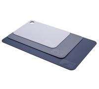 Tasty Juego de 3 alfombrillas de corte: plástico PP, 3 tamaños, ideal para cortar pan, frutas, verduras, gris/azul, apto para lavavajillas