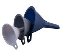 Tasty Juego de 3 embudos de plástico: llenado preciso de botellas y recipientes - perfecto para la cocina y el día a día en gris/azul