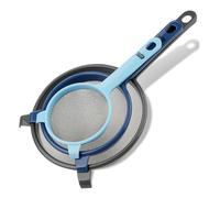Tasty Juego de Coladores de Cocina para Lavar, Escurrir y Tamizar, Acero Inoxidable y Polipropileno, Colores Azul Claro, Azul Oscuro y Gris, 3 piezas de 9, 13 y 17 cm