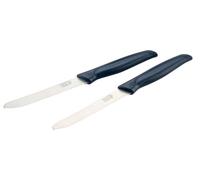 Tasty Juego de cuchillos premium (2 unidades) - Ideal para cocina y desayuno, corte sin esfuerzo, afilado de sierra, azul/plata, 21 x 2 cm
