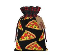 Tasty Pizza Printing - Bolsa de Navidad a juego con cordón a cuadros con etiqueta de papel kraft de 4.7 x 6.9 pulgadas para Halloween