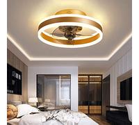 TATANE Reversible Led Ventilador Techo con Luz Silencioso y Mando 6 Velocidades Dormitorio Lamparas Ventilador de Techo Salon Moderno Φ40cm 24W Regulable Pequeño Luz Techo,Oro