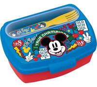 Tataway Sandwichera Mickey Mouse con cubiertos, lonchera infantil, lonchera de plástico duradera, apta para microondas, producto oficial de Disney