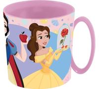 Tataway Taza de plástico rosa para niñas de la princesa Disney Jasmine Rapunzel, blanca como la nieve, Bella, para niñas, 350 ml, apta para microondas