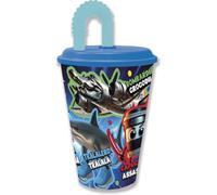 Tataway Vaso deportivo Brainrot pajita, 430 ml | Vaso infantil y de ocio con divertido gráfico, tapa y pajita para la escuela, los deportes y los viajes