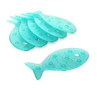 TATAY 6 Pastillas Peces Antideslizante Bañera Flexo de PVC Ideal para Niños | 6 Pastillas Peces Antideslizante Bañera | Medidas 7,5x14 cm | Base Antideslizante | Fijación con Ventosas | O Ducha, Turquesa