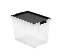 Tatay Caja de almacenaje plástica Style 15 L – Multiusos, tapa con bisagra, apilable, Negro