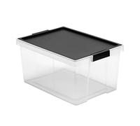 Plásticos Tatay SA Caja de almacenaje Style 35 L, tapa con bisagra, apilable, libre de BPA, negro